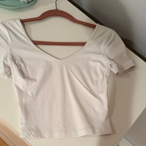 Lululemon Athletica Cream V-Neck Crop Top